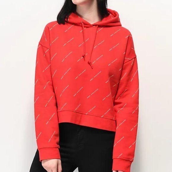 Obey All Over Print Red Hoodie Sweatshirt Logo - Picture 1 of 10